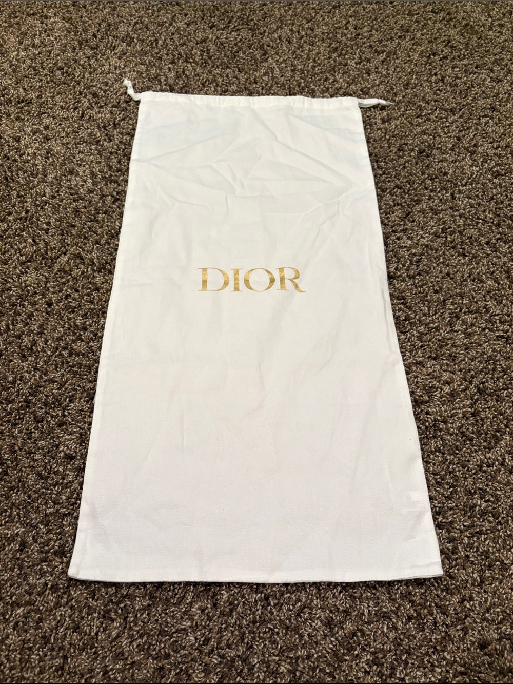 Dior White Drawstring Dust Bag with Gold Logo